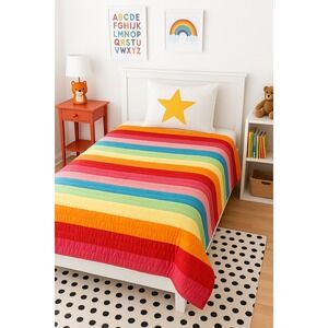 Vibrant Striped‎ Quilted Blanket Throw Cozy Soft Home Decor Accent #3040